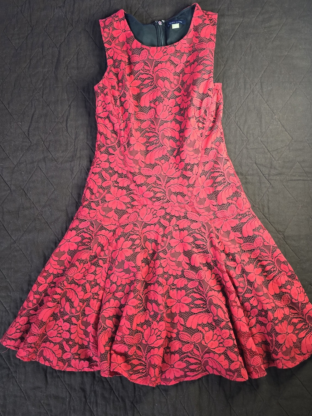 Tommy Hilfiger Red Floral Lace Mini Dress. Chritsmas Party